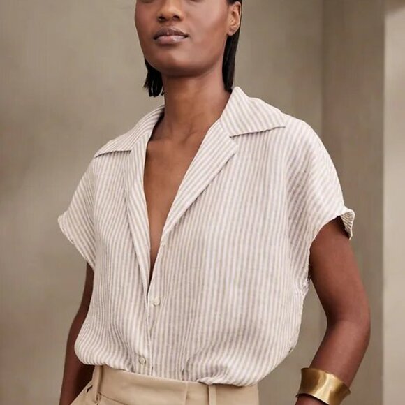 Banana Republic Clara Linen Short-Sleeve Shirt - NWT - Picture 3 of 3